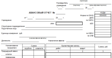 Бланк авансового отчета по форме №АО-1 Бланк авансового отчета по форме №АО-1