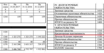 Строка заемного капитала в бухгалтерском балансе